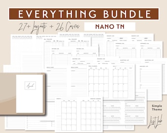 NANO TN Card Size EVERYTHING Bundle | Printable Minimalist Traveler's Notebook Inserts Set | pdf | Simple Theme | Undated Set