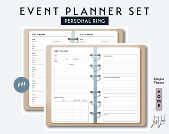 Personal Size Event Planner and Gift Planner Set - Printable Ring Planner Insert pdf - Simple Theme