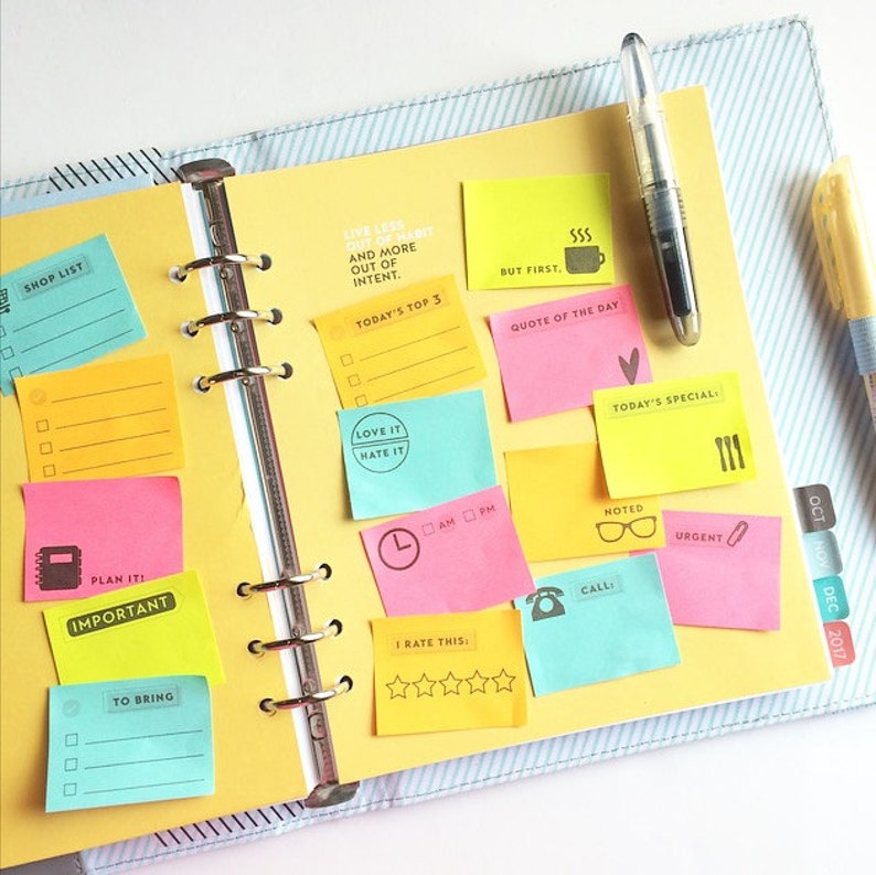 Mini sticky notes printable pdf fits 1 5in by 2in notepads etsy