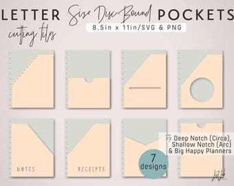 Letter size Discbound PLANNER POCKETS – Die Cutting Files Set (7 Designs) | diy planner