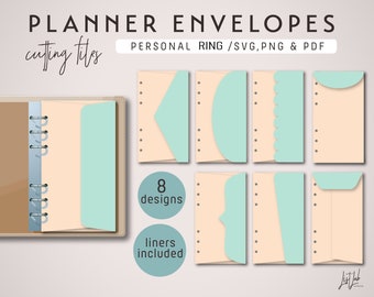 PLANNER ENVELOPES Personal - SVG Die Cutting Files (8 Designs) - svg, png, pdf | diy planner