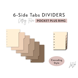 POCKET PLUS Ring 6-SIDE Tab Dividers - Cascading Tabs Style – Ring Planner Cutting Files Set | Cutting Templates |  diy planner