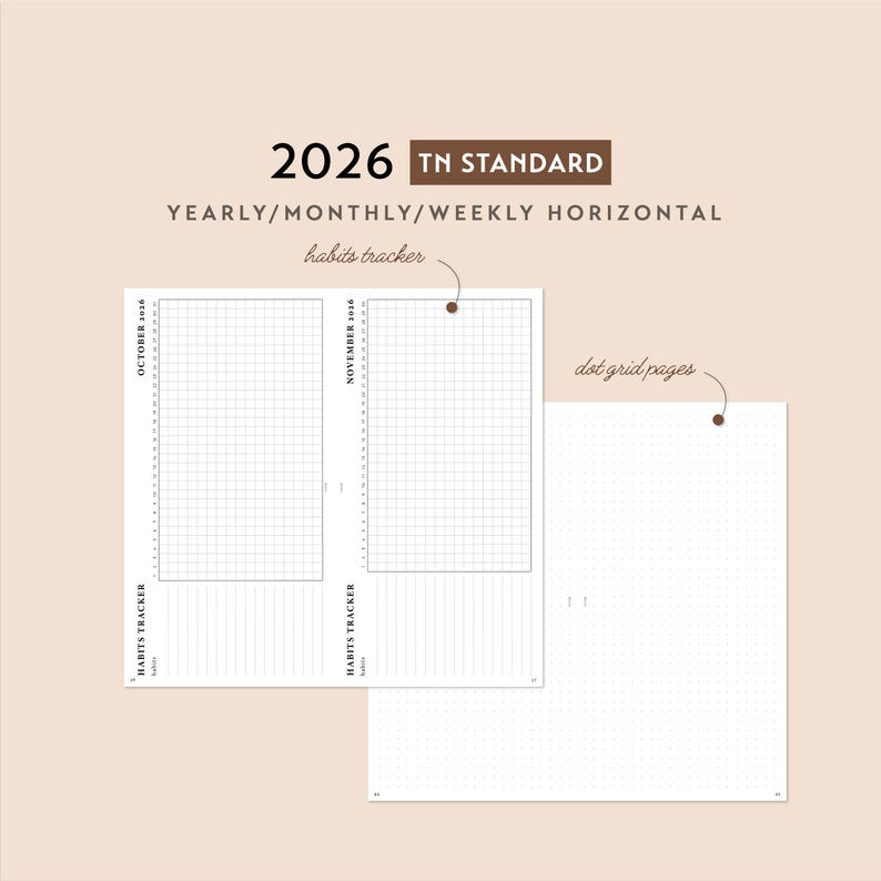 Standard TN 2026 Pre-arranged Printable Bundle - Weekly Wo2p Horizontal ...