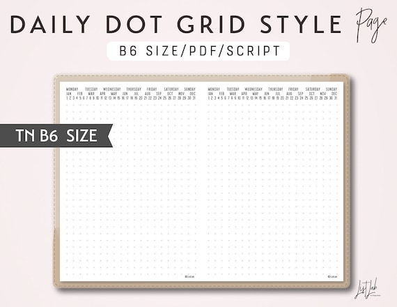 B6 TN Daily Dot Grid Traveler's Notebook Printable | Etsy
