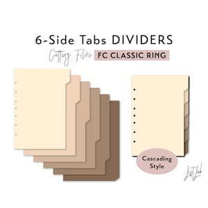 FC Classic Ring size 6-SIDE Tab Dividers - Cascading Tabs Style – Die Cutting Files Set | diy planner