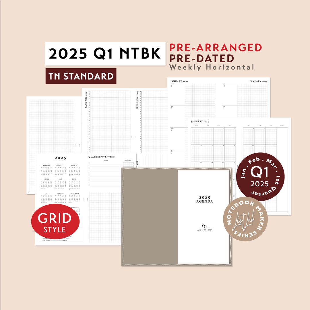 Standard TN 2025 Q1 GRID Style First Quarter Pre-arranged Printable Kit ...