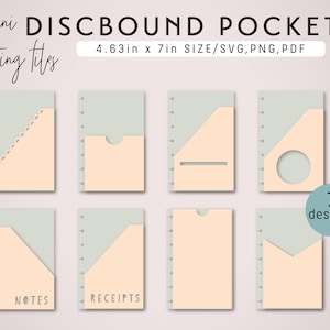 Mini Discbound Size PLANNER POCKETS – Die Cutting Files Set (7 Designs) - svg, png, pdf | diy planner