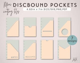 Mini Discbound Size PLANNER POCKETS – Die Cutting Files Set (7 Designs) - svg, png, pdf | diy planner