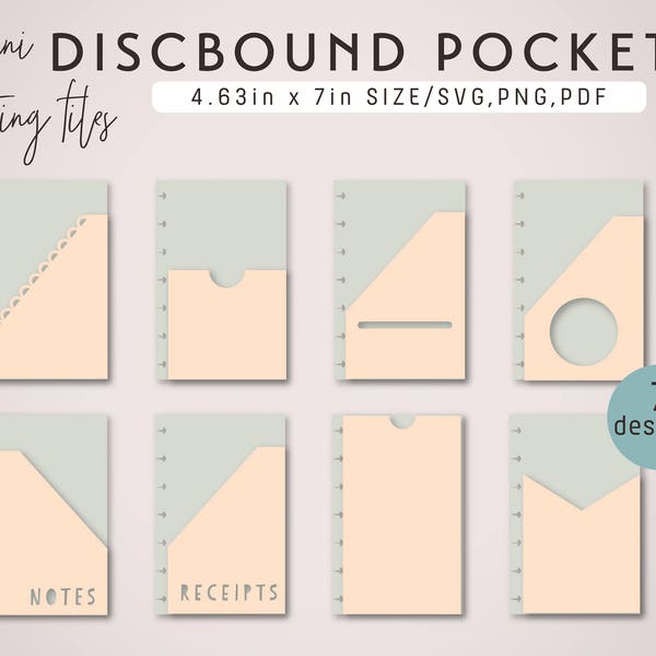 POCHES DE PLANIFICATEUR Mini Discbound Size – Ensemble de fichiers de découpe (7 modèles) - svg, png, pdf | planificateur de bricolage