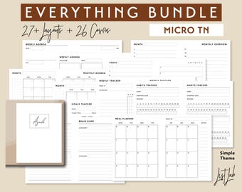 MICRO TN EVERYTHING Bundle  | Printable Minimalist Traveler's Notebook Inserts Set | pdf | Simple Theme | Undated Set