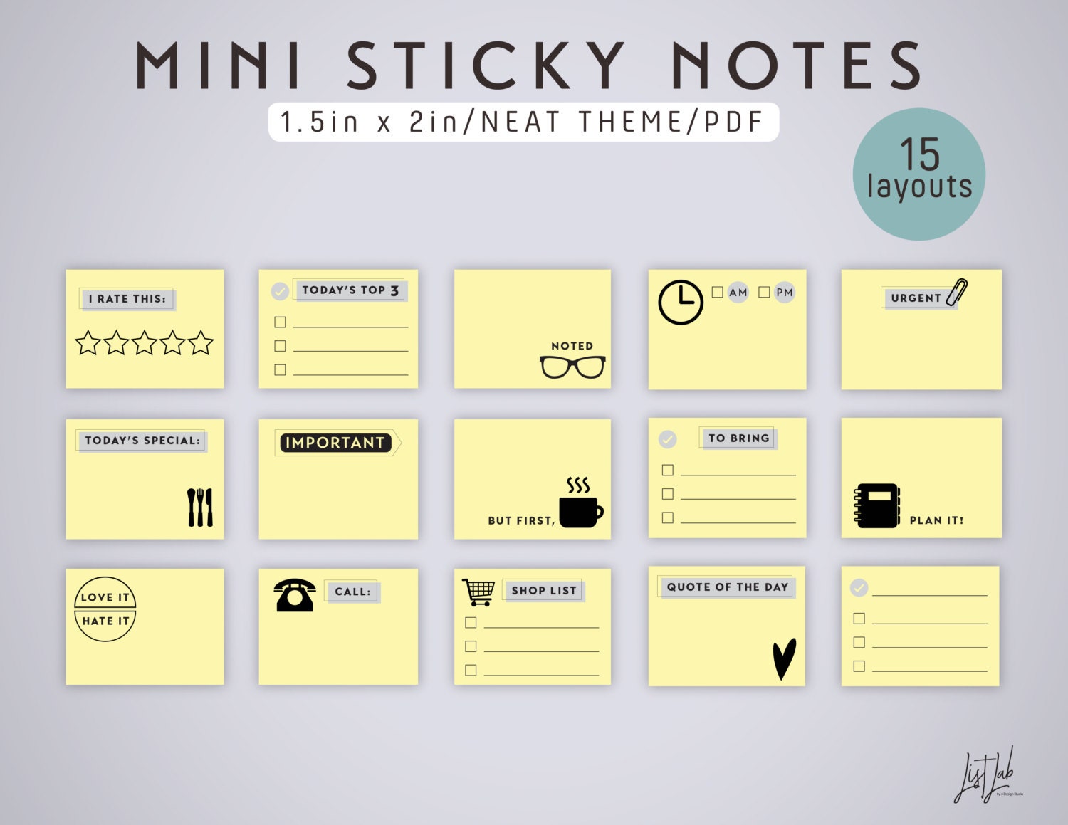 Notes Printable PDF Fits 1.5in by 2in Notepads Etsy Ireland