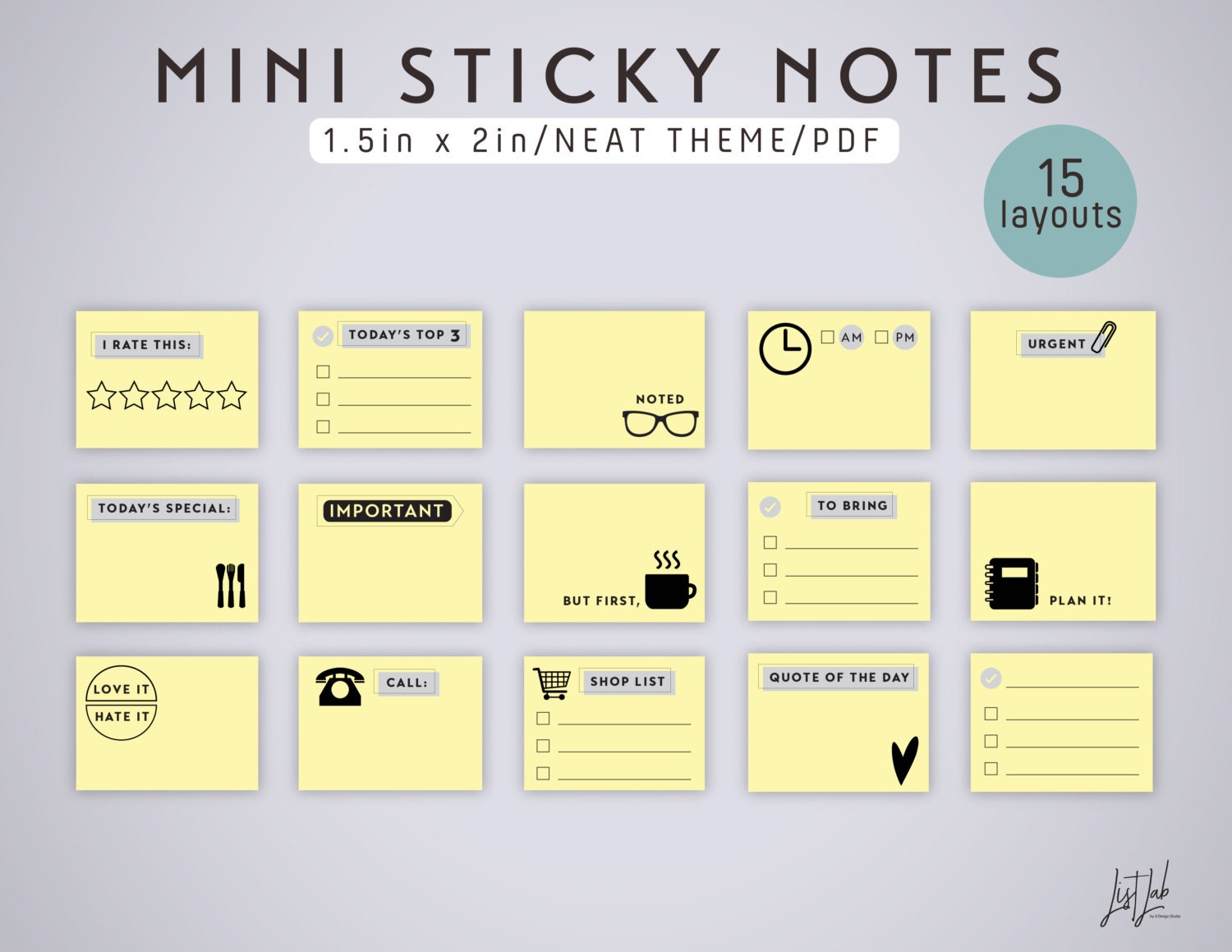 Noted by Post-it®, Printed Mini To-Do Notes, 1.5 in. x 1.5 in