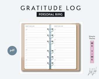 Personal Size GRATITUDE LOG - Printable Ring Planner Insert pdf - Simple Theme
