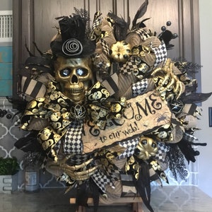 Skeleton Swag, Skelton Wreath, Halloween Wreath, Halloween Door Decor, Steam Punk Wreath