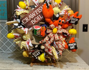 Crawfish wreath, Crawfish Boil Wreath, Cajun Wreath, Louisiana Wreath