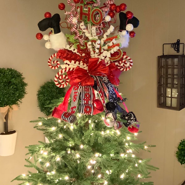 Santa Leg Christmas Tree Topper: Whimsical Holiday Decor
