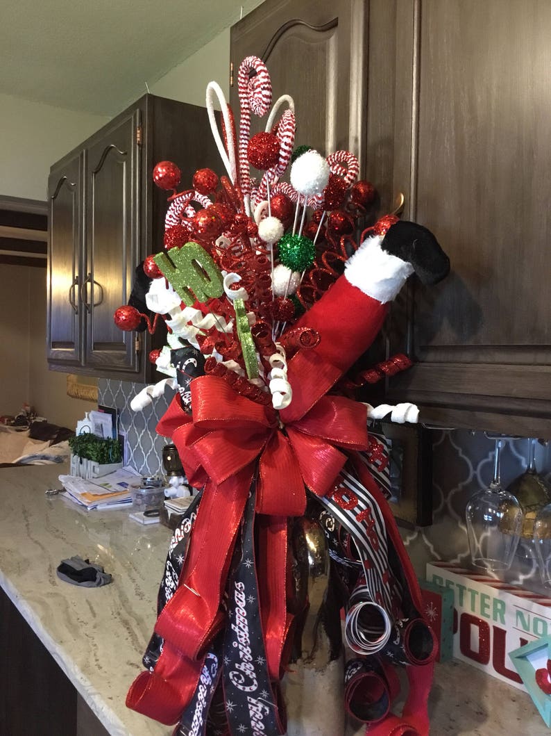 Tree Topper Santa Leg Tree Topper Christmas Tree Topper Etsy