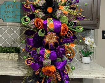 Halloween Wreath, Halloween Swag, Halloween Decorations, Halloween Decor, Witch Wreath, Witch Swag