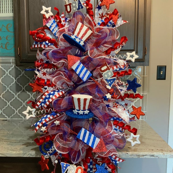 Fourth of July Swag, 4th of July Swag, Patriotic Swag, Patriotic Wreath, Patrotic Decor, 4th of July Wreath, Red White and Blue Wreath