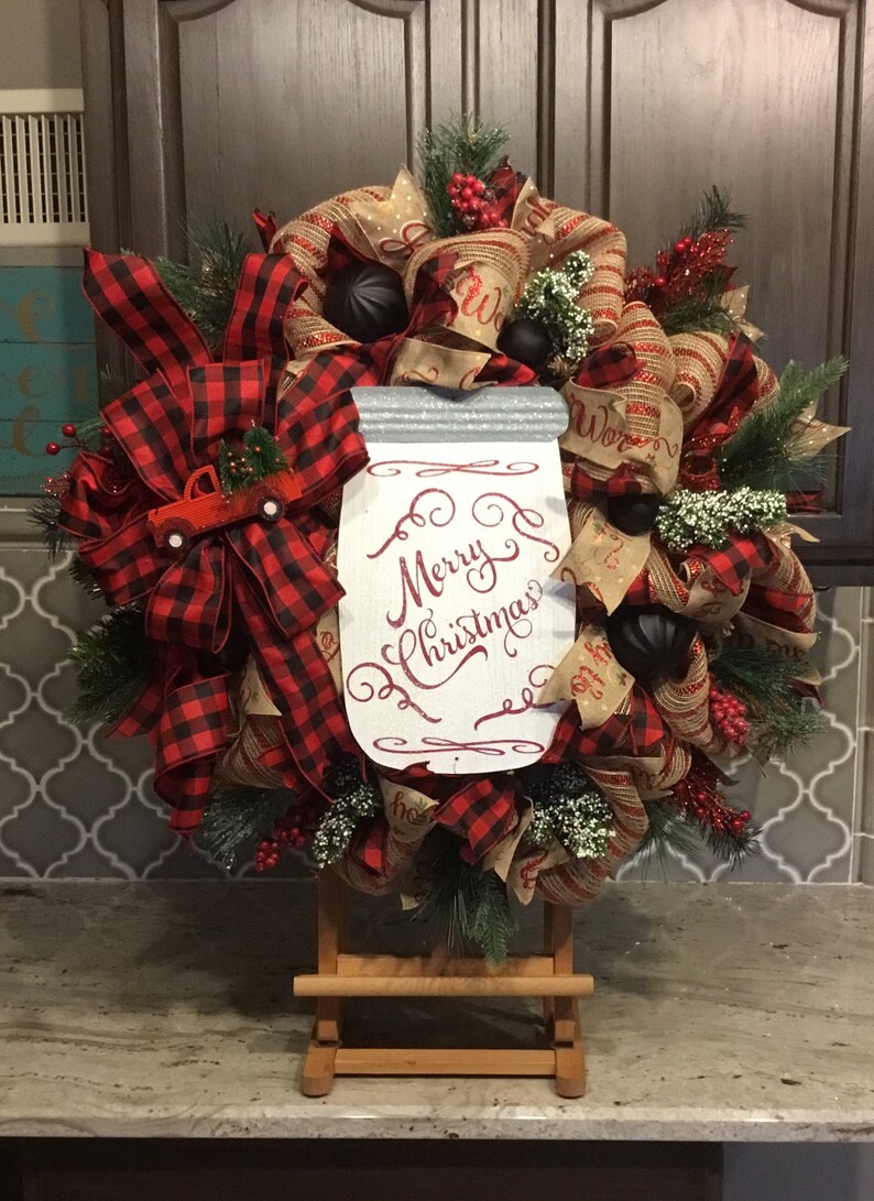 Mason jar wreath old world wreath Christmas wreaths door Etsy