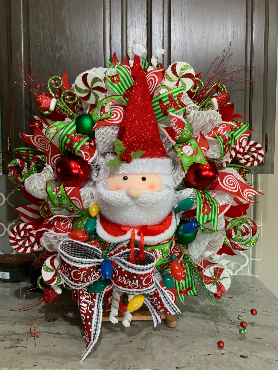 Santa Wreath Santa Claus wreath Christmas Wreath Christmas | Etsy