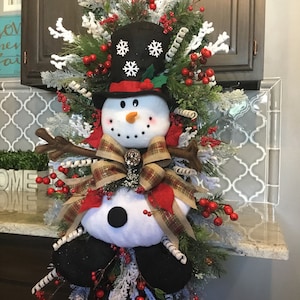 Snowman Swag Snowman Wreath Christmas Wreath Christmas Door - Etsy