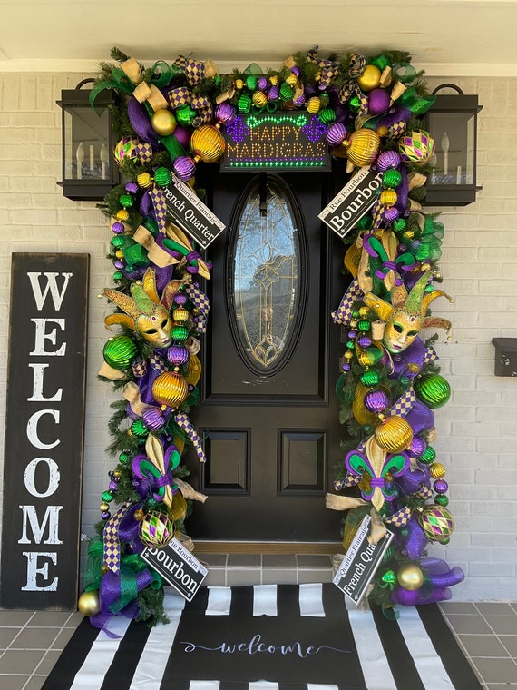 Mardi Gras Swag, Mardi Gras Garland, Mardi Gras Door Decor, Mardi Gras  Decorations