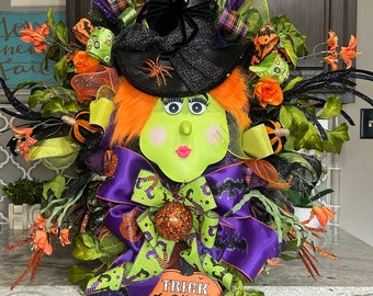 Halloween Wreath, Witch Wreath, Halloween Swag, Pumpkin Wreath, Pumpkin Swag, Halloween Decor, Halloween Decorations , Halloween Door Decor