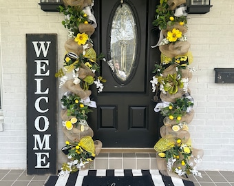 Spring Door Garland, Spring Wreath, Summer Wreath, Summer Garland, Lemon Wreath, Lemon Swag