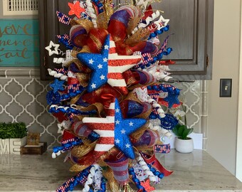 Patriotic Swag, Patriotic Wreath, 4th of July Swag, 4th of July Wreath, Red White and Blue Wreath, Door Wreath, 4th of july Decorations