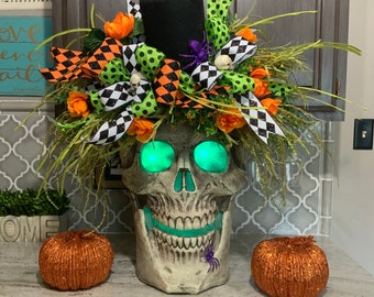 Skeleton Wreath, Halloween Wreath, Skull Wreath, Halloween Door Wreath, Halloween Decorations