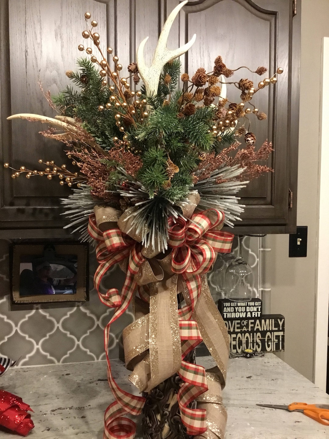 Christmas Tree Topper, Antler Christmas Tree Topper, Rustic Christmas
