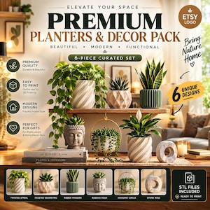 Pack de macetas y decoración premium: conjunto de 6 piezas de decoración moderna bohemia para el hogar, macetas de cerámica y terracota, estilo interior estético.