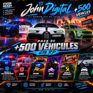 500+ FiveM GTA 5 Vehicle Pack | Debadged Police, EMS, Racing, Bikes (Digital Download)