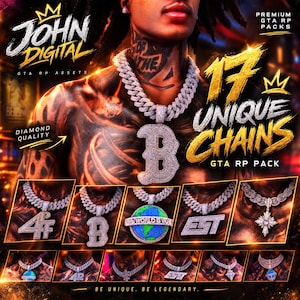 John Digital 17 Unique Chains Pack | GTA 5 RP Accessories (Digital Download)