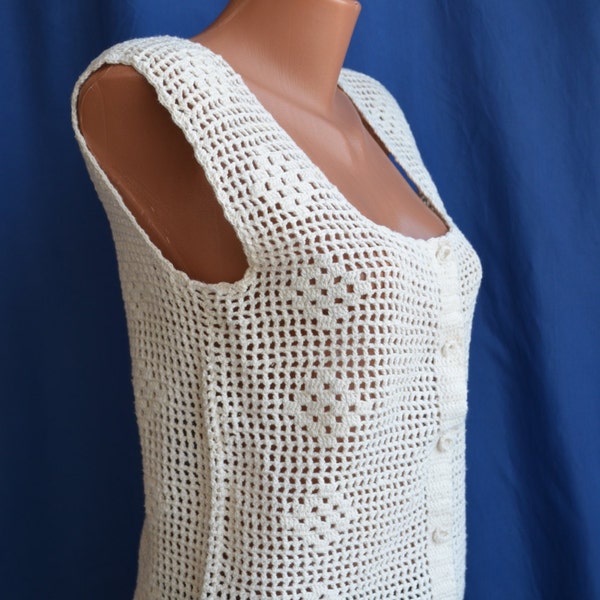 Unique Vintage Handmade Sexy Crochet Blouse/Vest,  size S-M