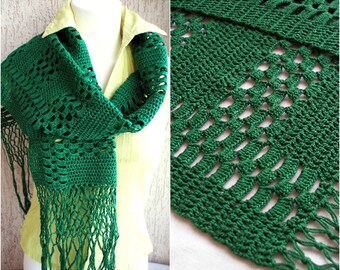 HANDMADE Crochet Shawl Green Fishnet Accessory Women Boho Wear Wrap Grass Green WOMEN Accessories