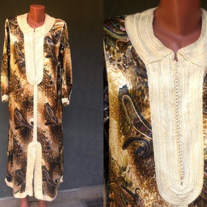 UNIQUE India Ethnic Handmade Traditional Women Tibetan DRESS M L Golden satin Sari Tunic Ethno Sleeve Women Asian Women India Dress