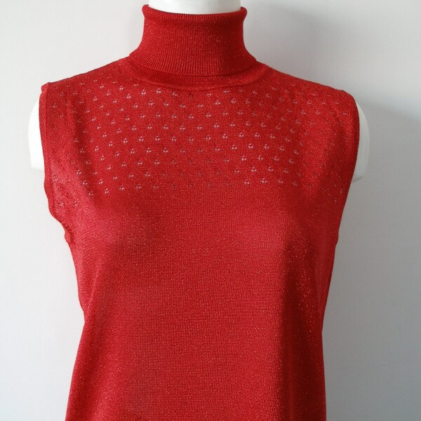 Vintage Machine Knitted Lame Top /Blouse, size M-L