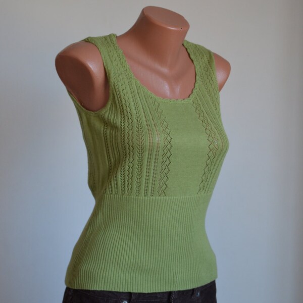 Vintage Machine Knit Cotton Top , size S - M