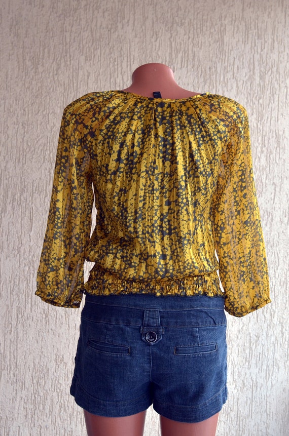 Sheer Floral Organza Blouse size S 34 Mesh Romant… - image 4