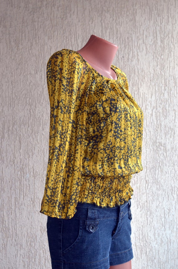 Sheer Floral Organza Blouse size S 34 Mesh Romant… - image 3
