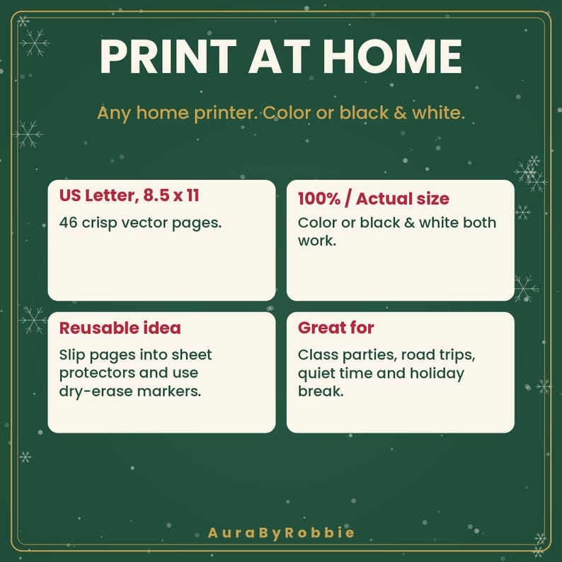 Kids Christmas Activity Pack Printable, 46 Pages of Mazes, Word Search & Coloring, Classroom Party Worksheets PDF image 9