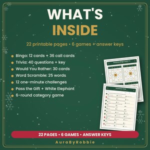 Christmas Party Games Printable Bundle, 6 Games for Family & Office, Bingo, Trivia, Would You Rather, 22-Page PDF image 5