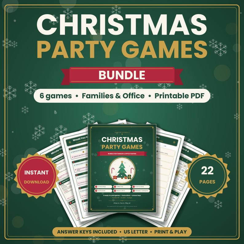 Christmas Printable Bundle, 105 Pages: Holiday Planner, Party Games, Kids Activities & Santa Mail Labels PDF immagine 3
