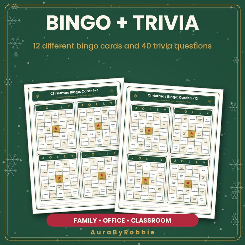 Christmas Party Games Printable Bundle, 6 Games for Family & Office, Bingo, Trivia, Would You Rather, 22-Page PDF image 7