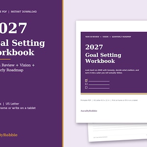 2027 Goal Setting Workbook Printable | Year in Review, Vision Planner, Quarterly Roadmap, New Year Reset, Goal Planner PDF