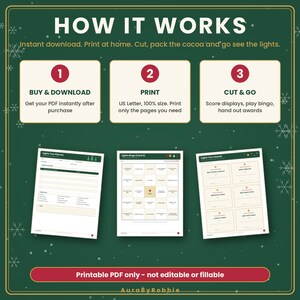 Christmas Lights Tour Printable Kit, Drive Tour Bingo, Scorecards, Scavenger Hunt, Route Planner, Family Christmas Activity PDF image 4