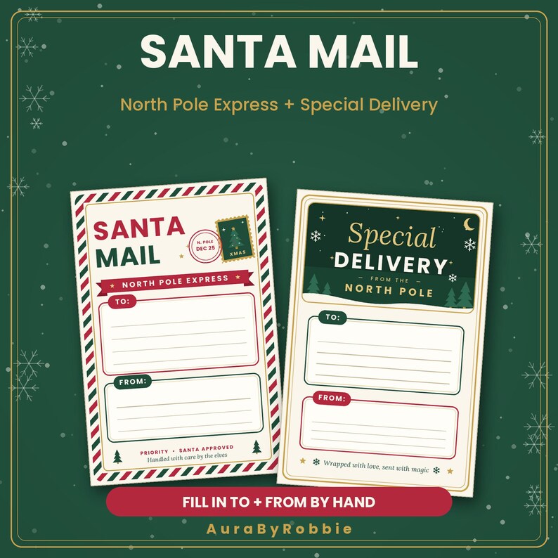 Santa Mail Label Pack Printable, 12-Page 4x6 Christmas Shipping Labels, North Pole Package Labels, PDF Instant Download image 7