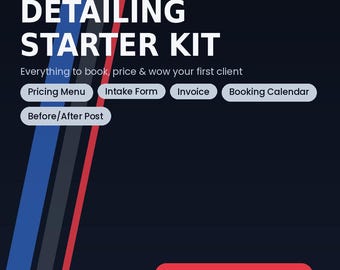 Mobile Car Detailing Business Starter Kit | Pricing Menu, Intake Form, Invoice, Booking Calendar & Social Template | Editable Canva